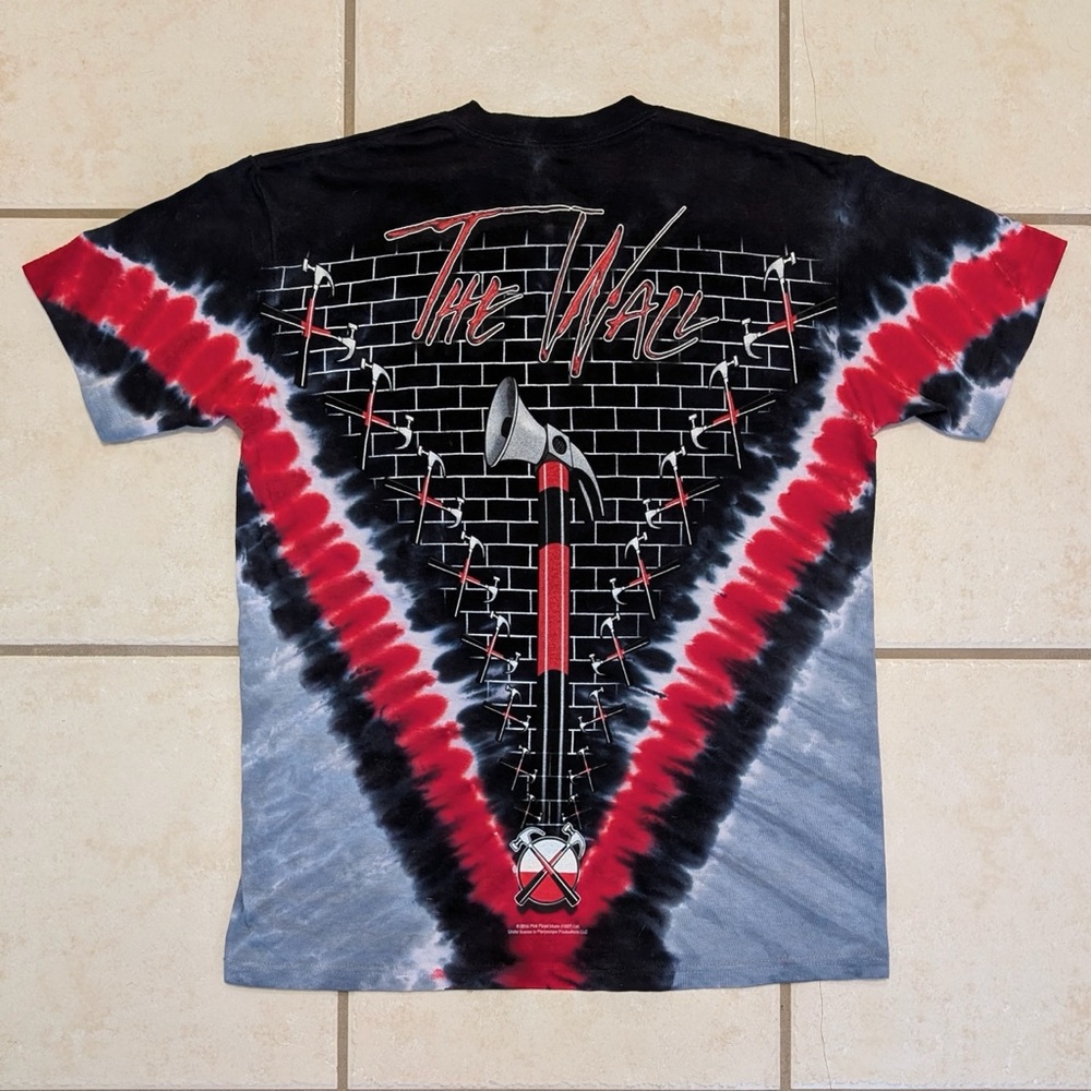 100% Cotton Liquid Blue Pink Floyd The Wall Tie Dye Men’s T-Shirt - Picture 11 of 12